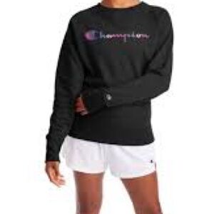 Champion Black Unisex Size Medium Crewneck Long-Sleeve Sweatshirt